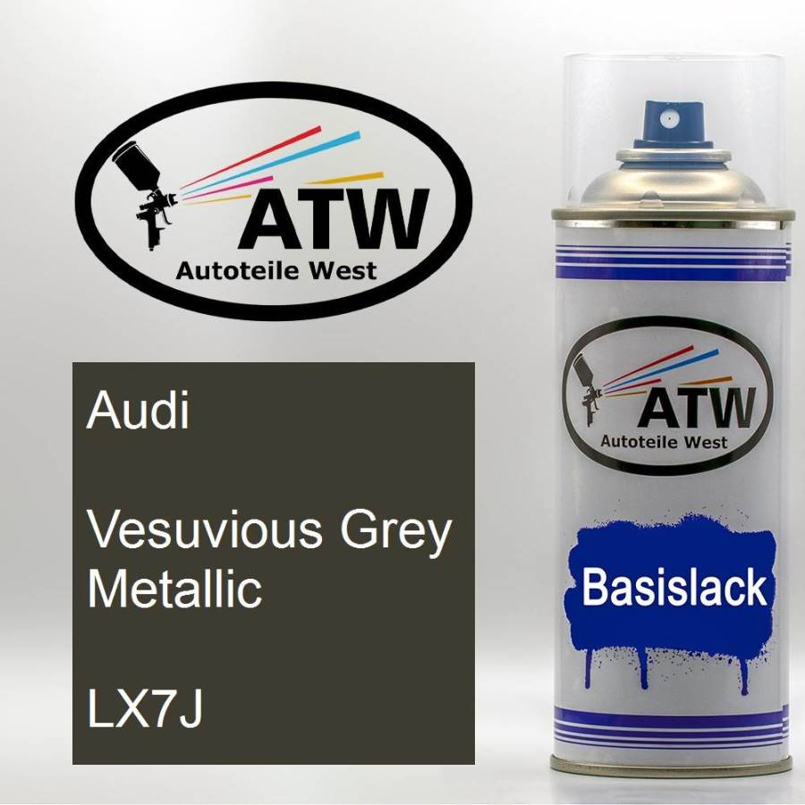 Audi, Vesuvious Grey Metallic, LX7J: 400ml Sprühdose, von ATW Autoteile West.